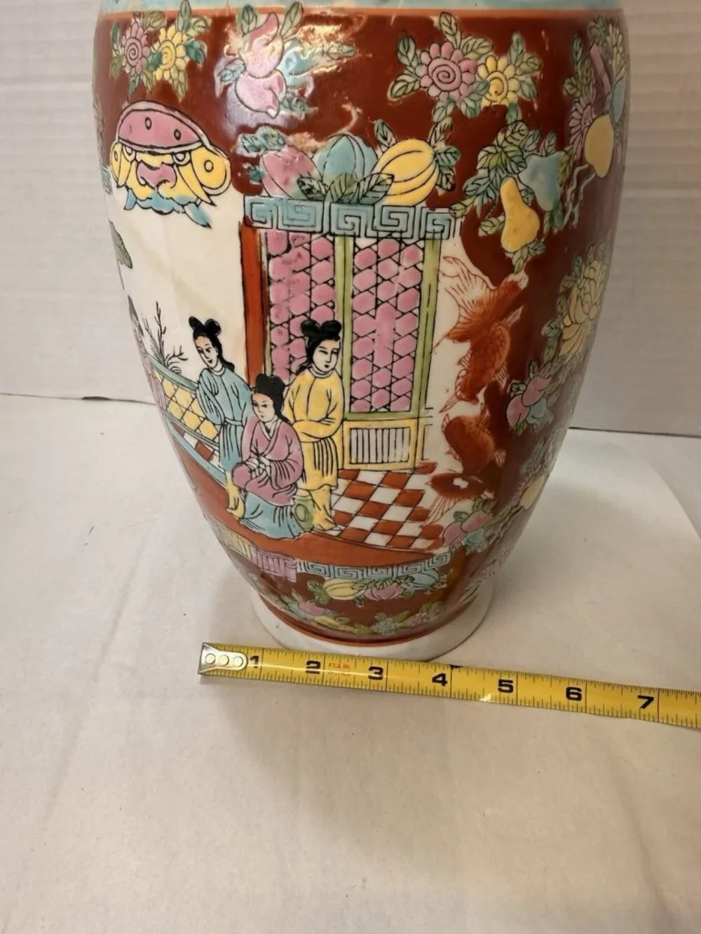 Vintage Chinese FamilleRose Style Decorative Porcelain Vase15”Hand Paintedfloral